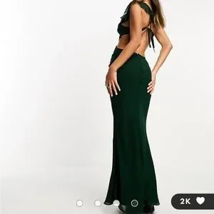 ASOS | Dresses | Asos Design Embroidered Ruffle Maxi Dress With Lace  Inserts In Forest Green | Poshmark